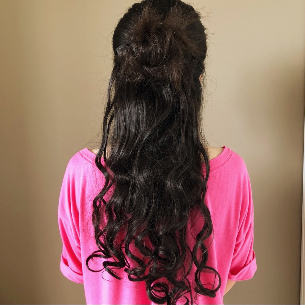 3/4 full head #2 curly hair extensions 7pc wig